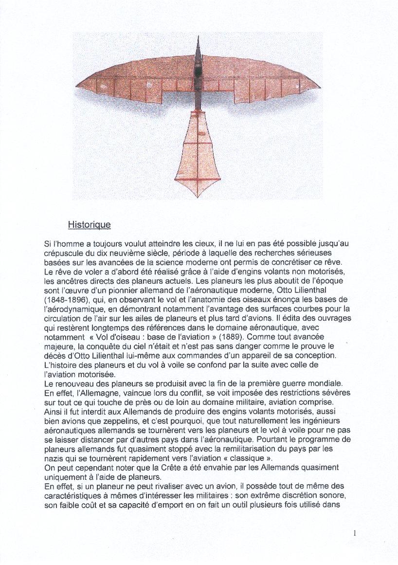 Historique planeur, vol � voile
